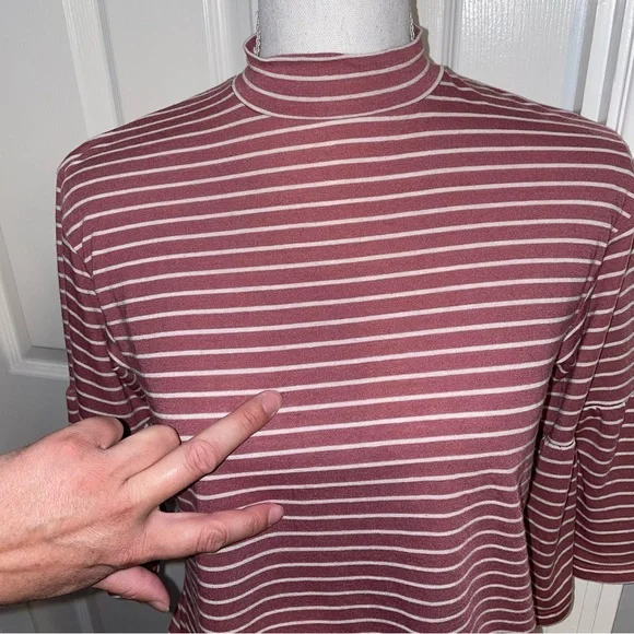 Billabong Striped Flutter Sleeve Mock Neck Tee - Picture 4 of 16